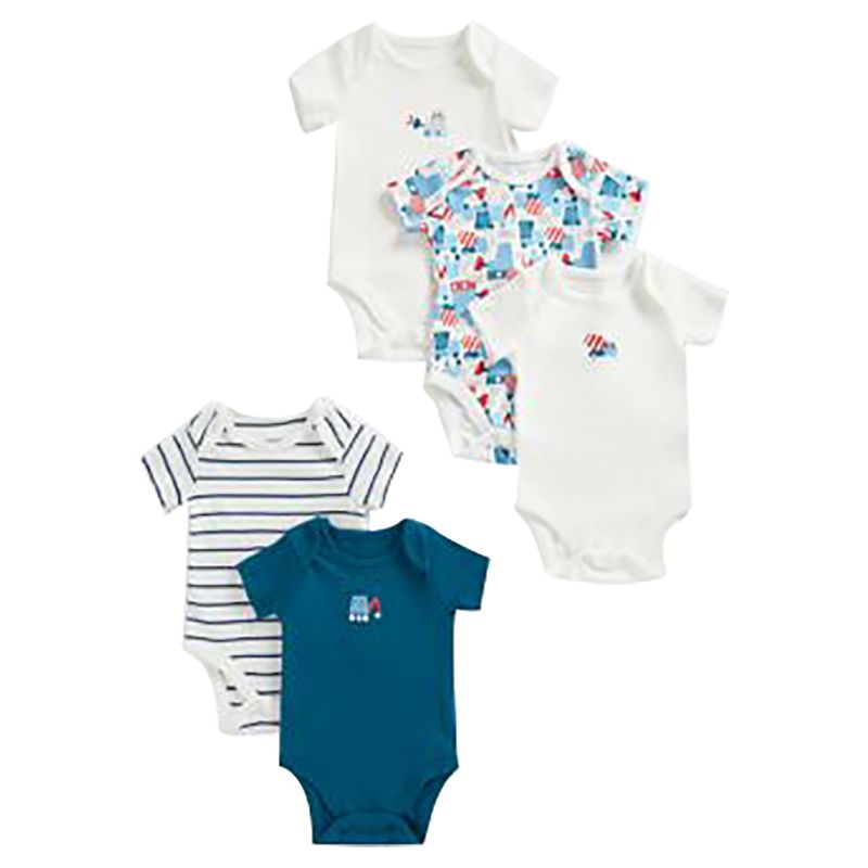 Mothercare - 5Pc-Set - Construction Short-Sleeved Bodysuit