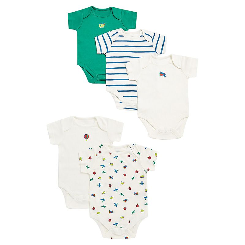 Mothercare - 5Pc-Set - Planes Short-Sleeved Bodysuit