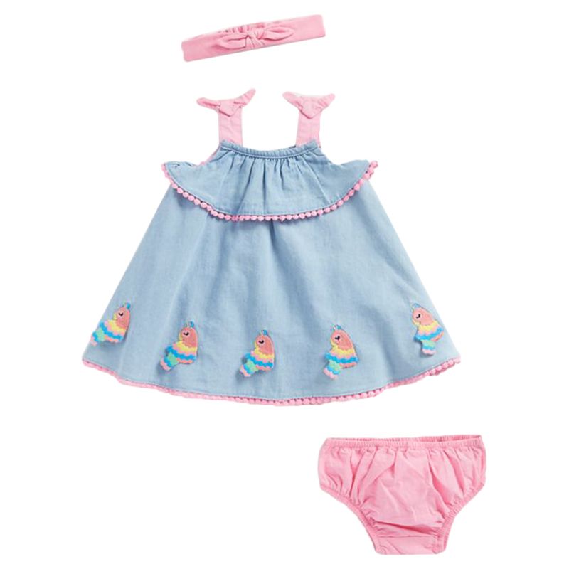 Mothercare - 3Pc-Set - Denim Dress, Knickers & Headband