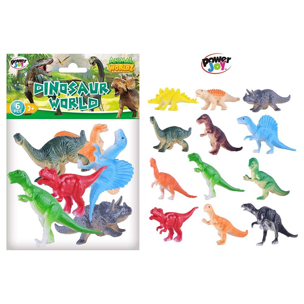 Power Joy - Figurine - Dinosaur - 4-Inch - 6pcs - Style may vary