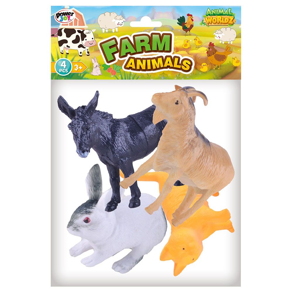 Power Joy - Figurine - Farm Animal - 6-Inch - 4pcs - Style may vary