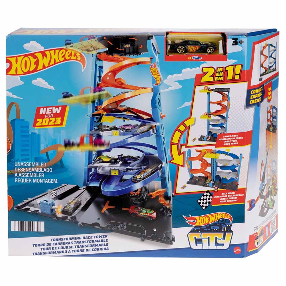 Hot Wheels - 2-In-1 City Track Set w/ Hot Wheels Car Race Tower