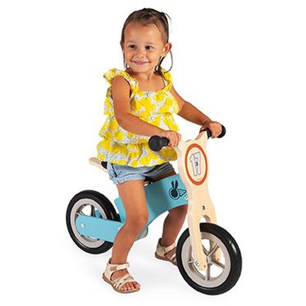 Janod - Wooden Bikloon Little Racer Balance Bike - Blue