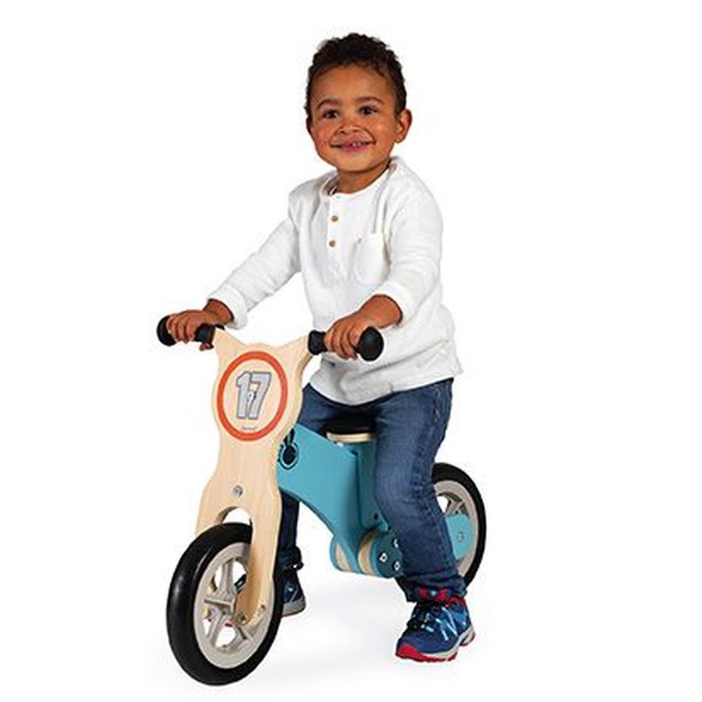 Janod - Wooden Bikloon Little Racer Balance Bike - Blue