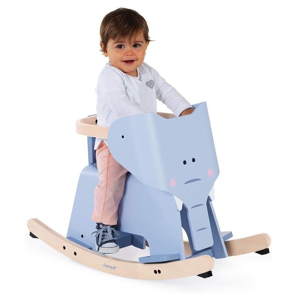 Janod - Wooden Rocking Elephant - Blue