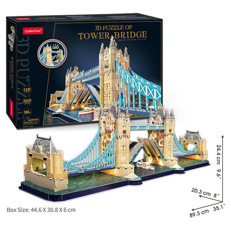 Cubicfun - Tower Bridge Battery Operated 3D Led Puzzle 222pcs