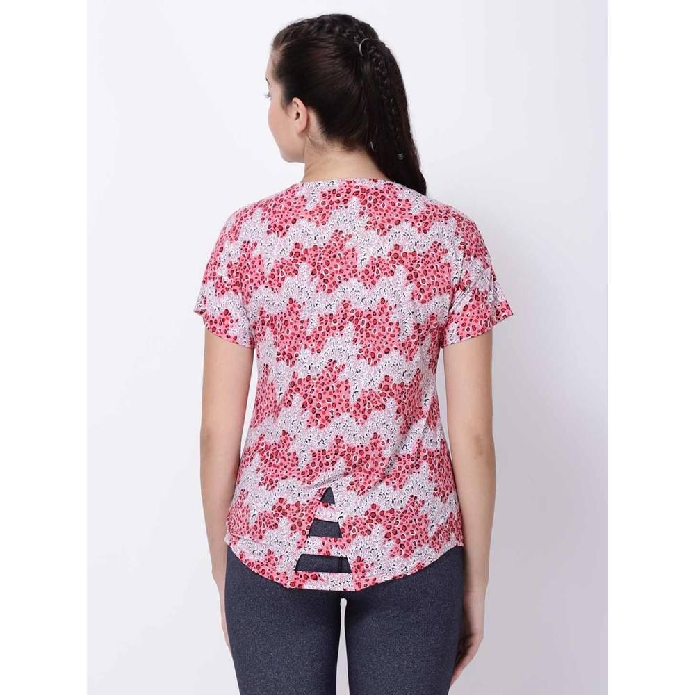 Studioactiv - Printed Ace Tee Curvy - Pink Red_2XL