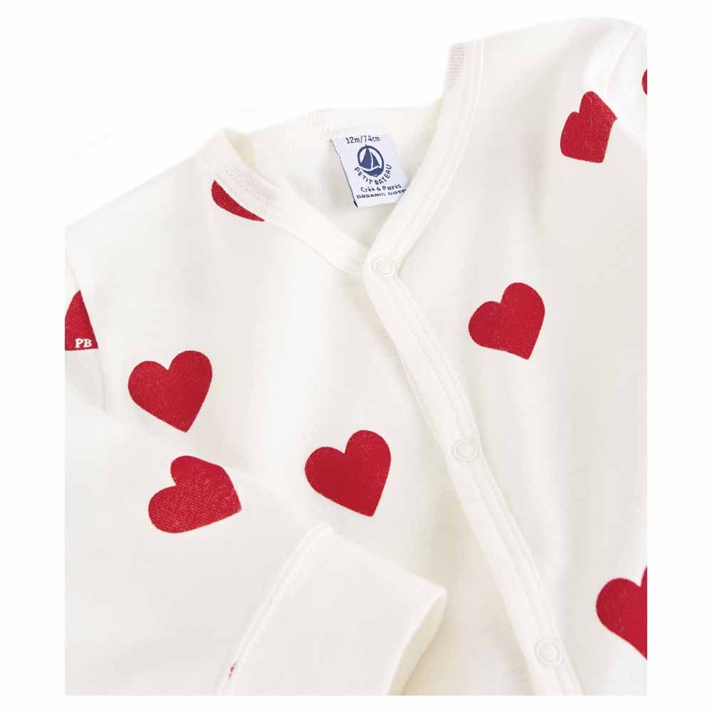 Petit Bateau - Baby's Heart Print Footless Sleepsuit - White