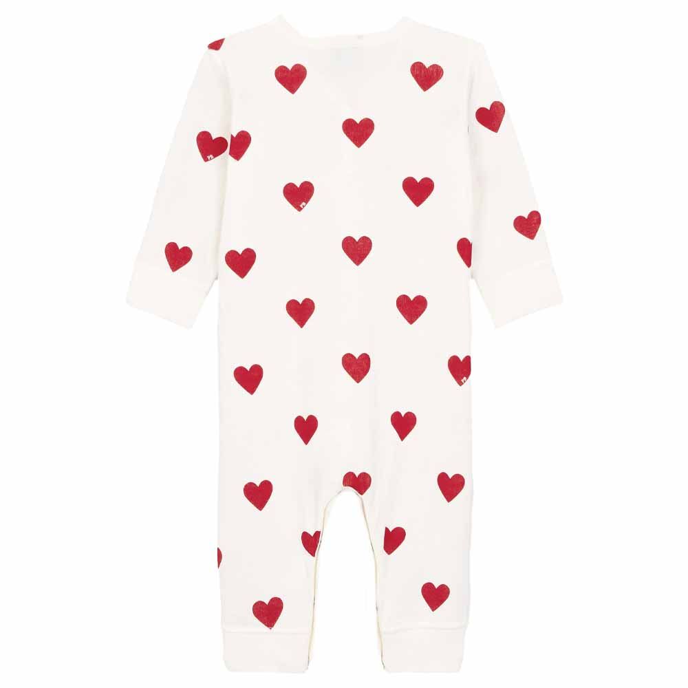 Petit Bateau - Baby's Heart Print Footless Sleepsuit - White