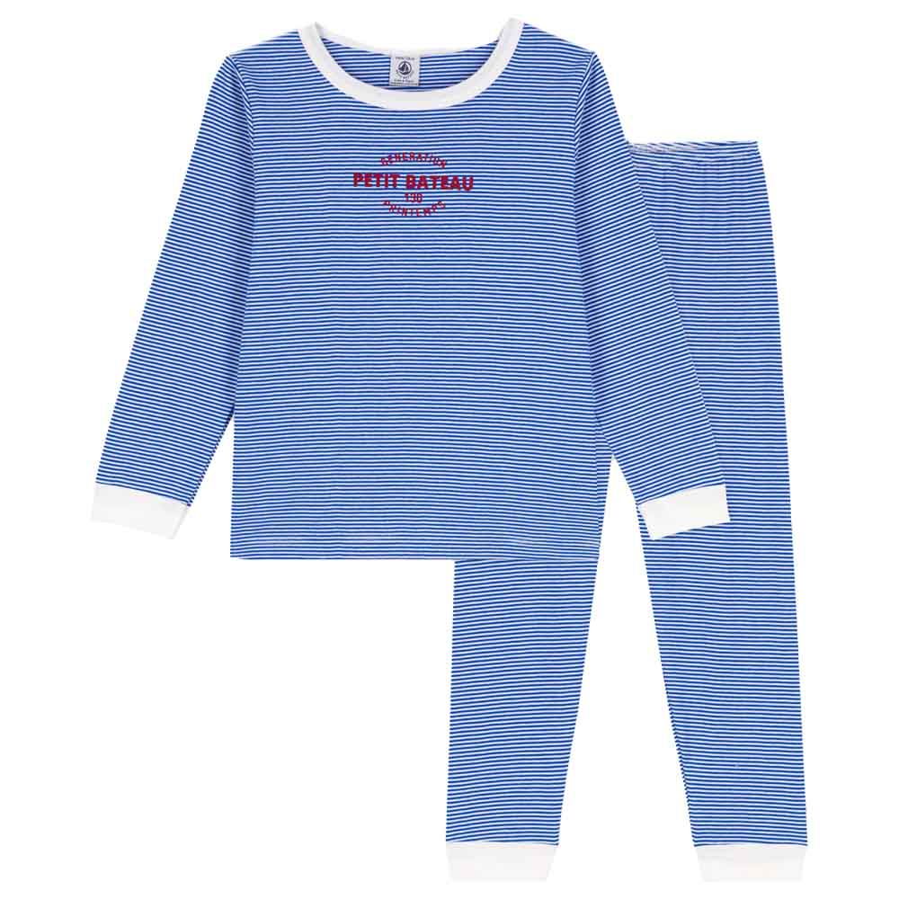 Petit Bateau - 2pc-Set - Pinstriped T-Shirt & Pyjama - Blue