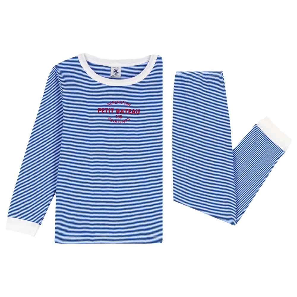 Petit Bateau - 2pc-Set - Pinstriped T-Shirt & Pyjama - Blue