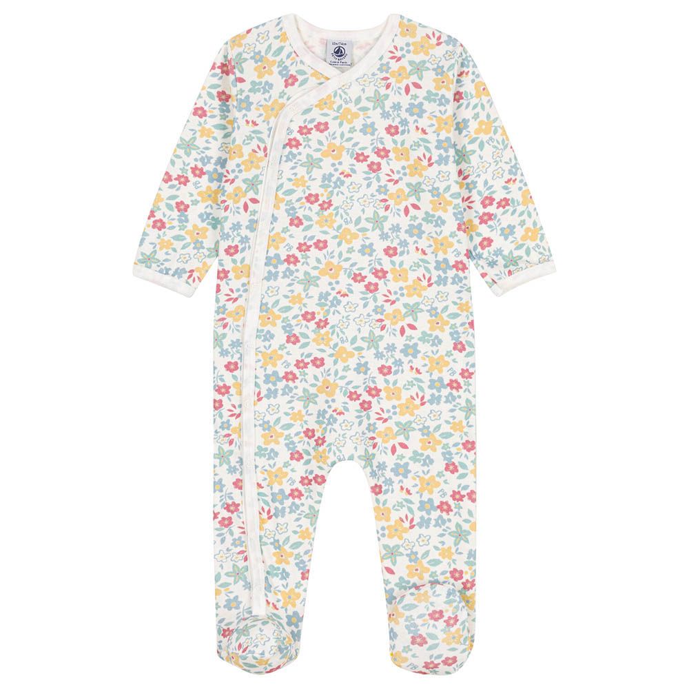 Petit Bateau - Floral Cotton Footed Sleepsuit