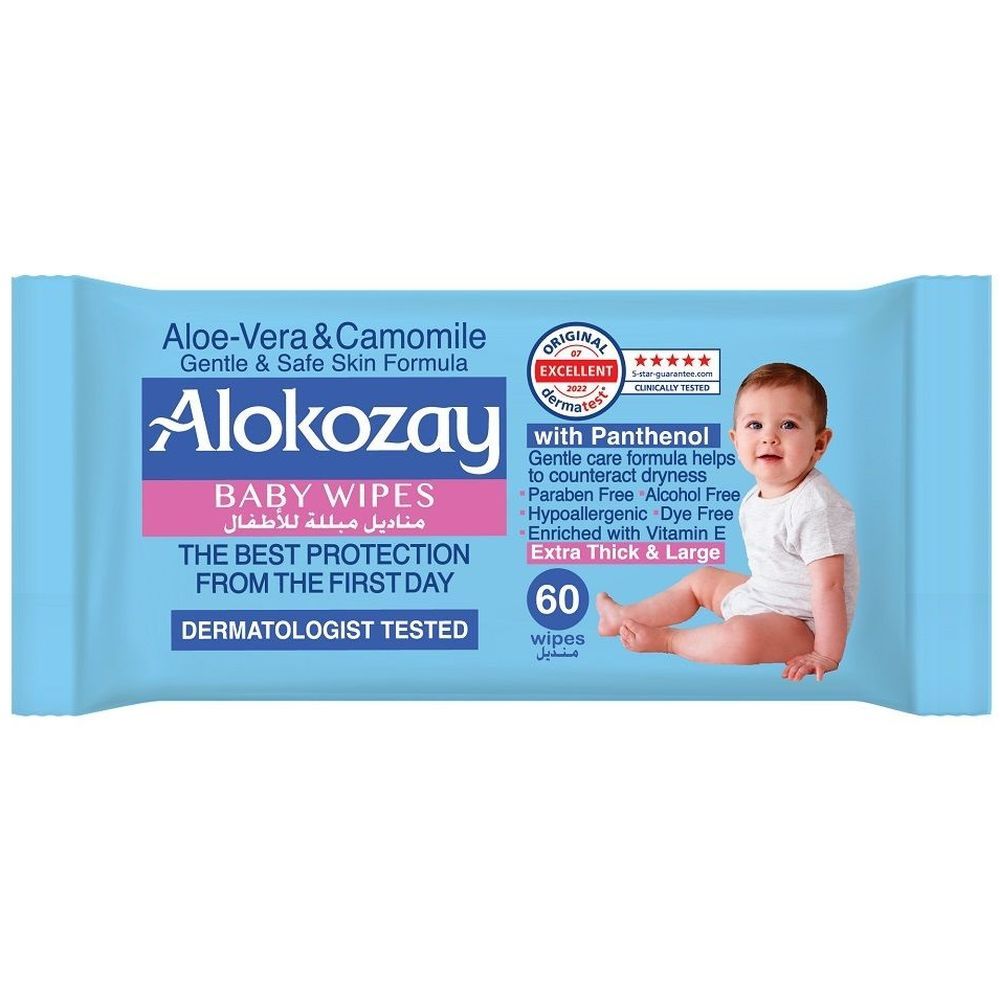 Alokozay Baby Wipes - Aloe Vera & Camomile - 60s x 6 Packs - 360S