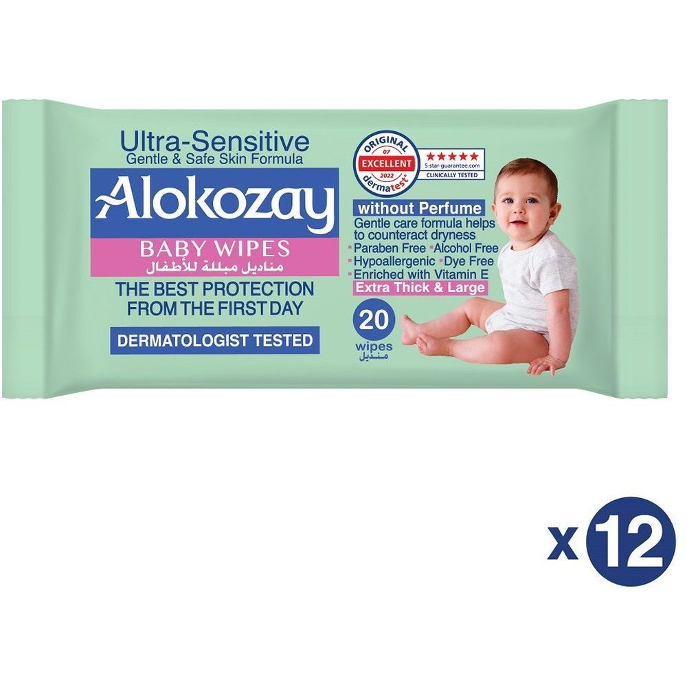 Alokozay Baby Wipes Ultra Sensitive - 20s x 12 Packs - 240S