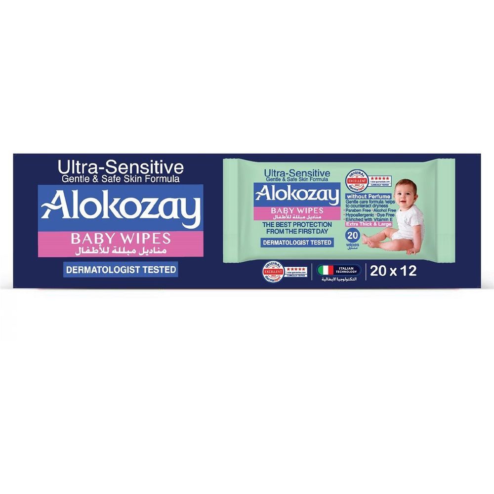 Alokozay Baby Wipes Ultra Sensitive - 20s x 12 Packs - 240S