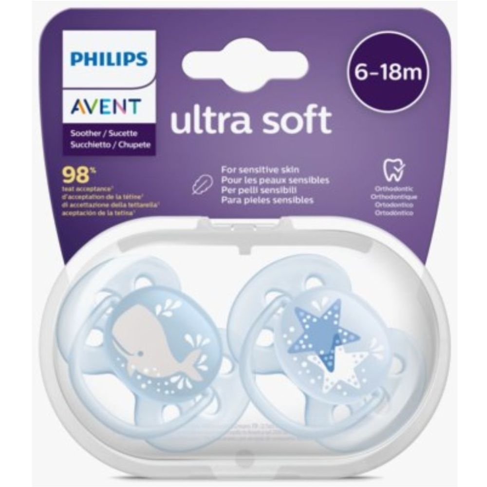 Philips Avent - Ultra Soft Soother 6-18M - Pack of 2 - Blue