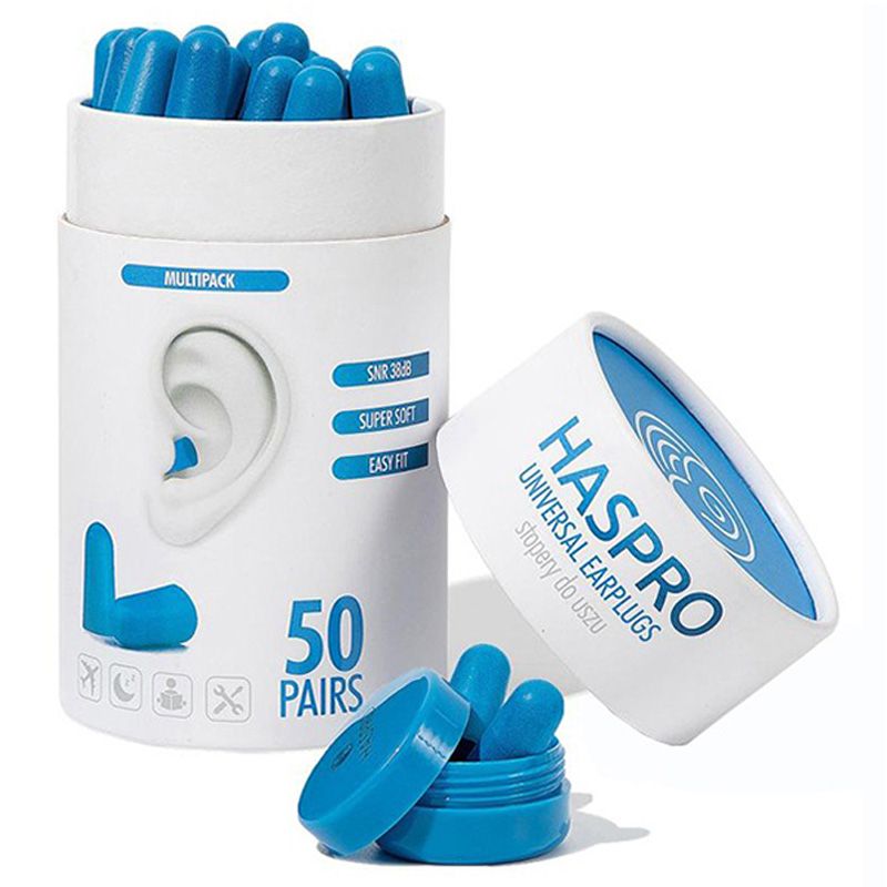 Haspro - Soft Tube Earplugs 50 Pairs - Blue