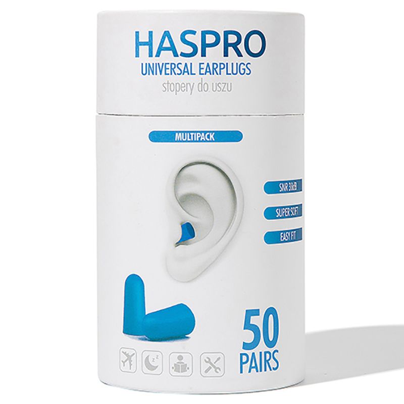 Haspro - Soft Tube Earplugs 50 Pairs - Blue