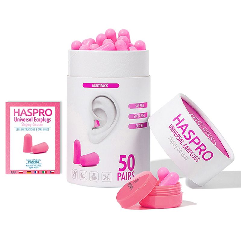 Haspro - Soft Tube Earplugs 50 Pairs - Pink