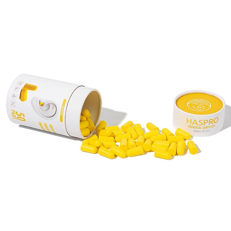 Haspro - Soft Tube Earplugs 50 Pairs - Yellow