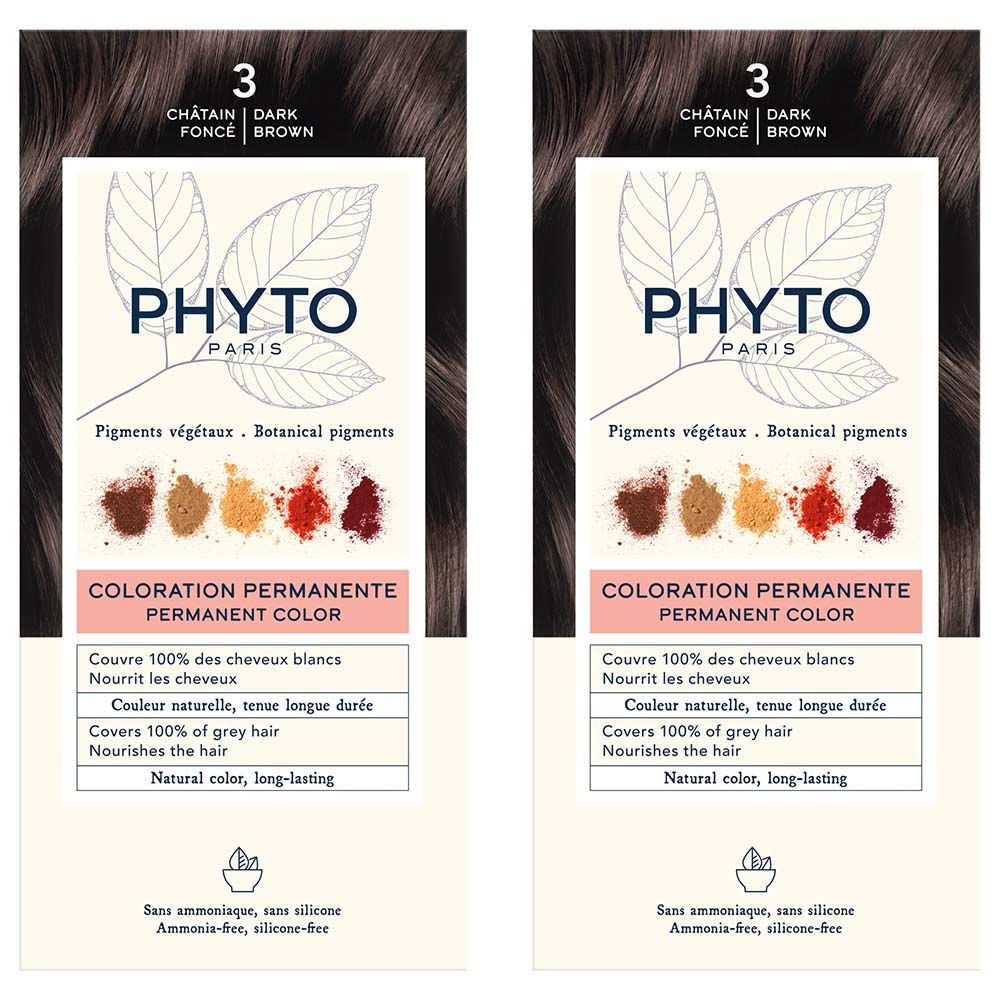 Phyto - Hair Colour 3 Dark Brown Pack Of 2