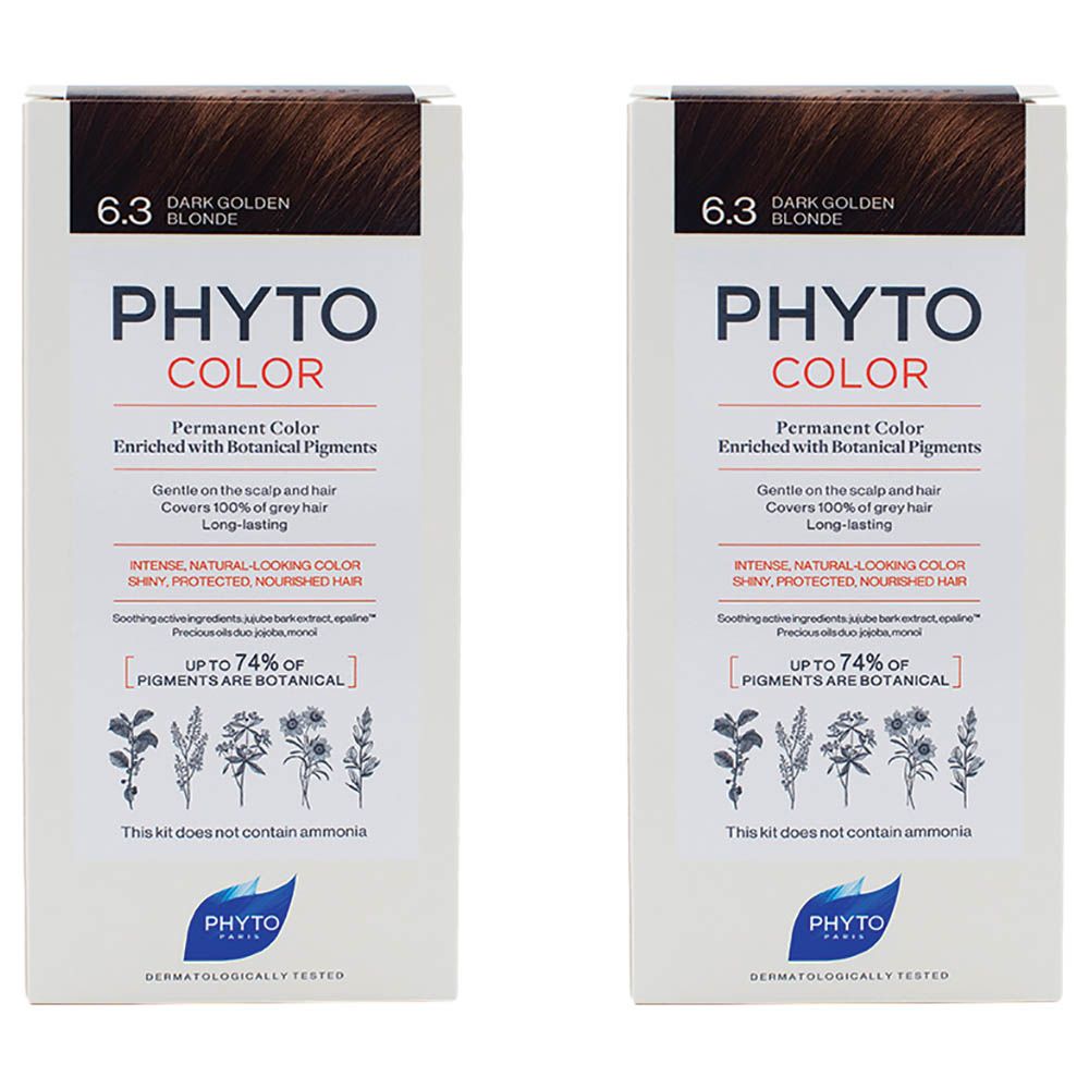 Phyto - Hair Colour 6.3 Dark Golden Pack Of 2