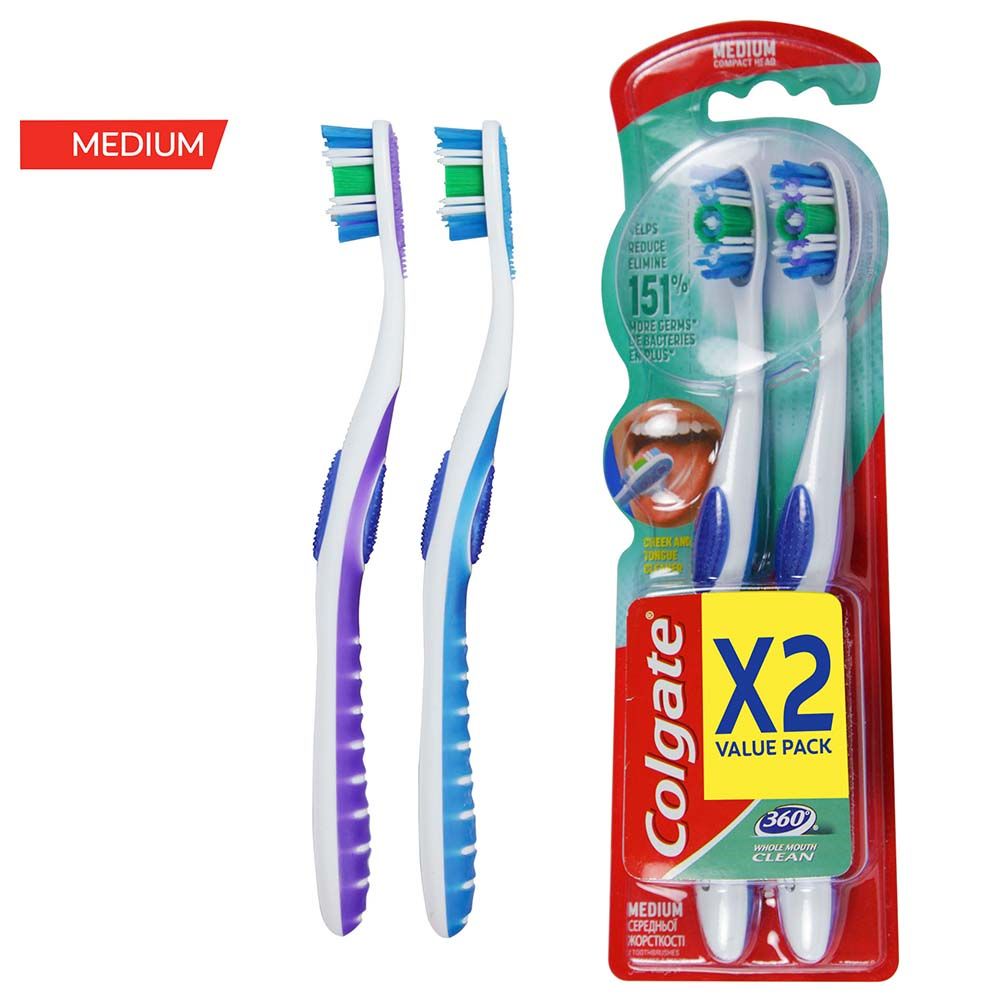 Colgate - 360 Medium Multipack Toothbrush Pack of 2