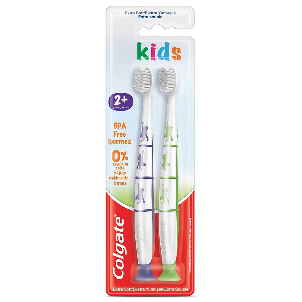 Colgate - Extra Soft Toothbrush For Kids- BPA-Free -Pack of 2