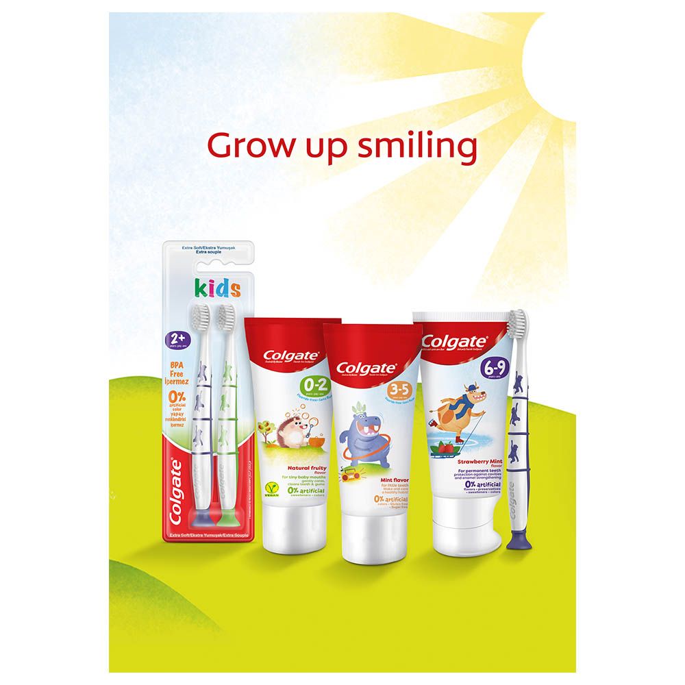 Colgate - Extra Soft Toothbrush For Kids- BPA-Free -Pack of 2