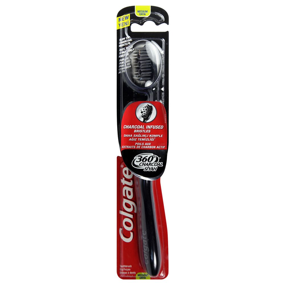 Colgate - 360 Charcoal Black Medium Toothbrush