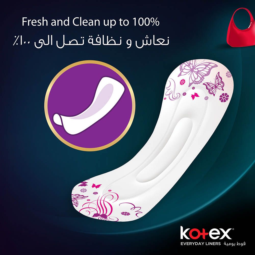 Kotex - Antibacterial Panty Liners, 99% Protection from Bacteria Growth, Long Size, 44 Daily Panty Liners