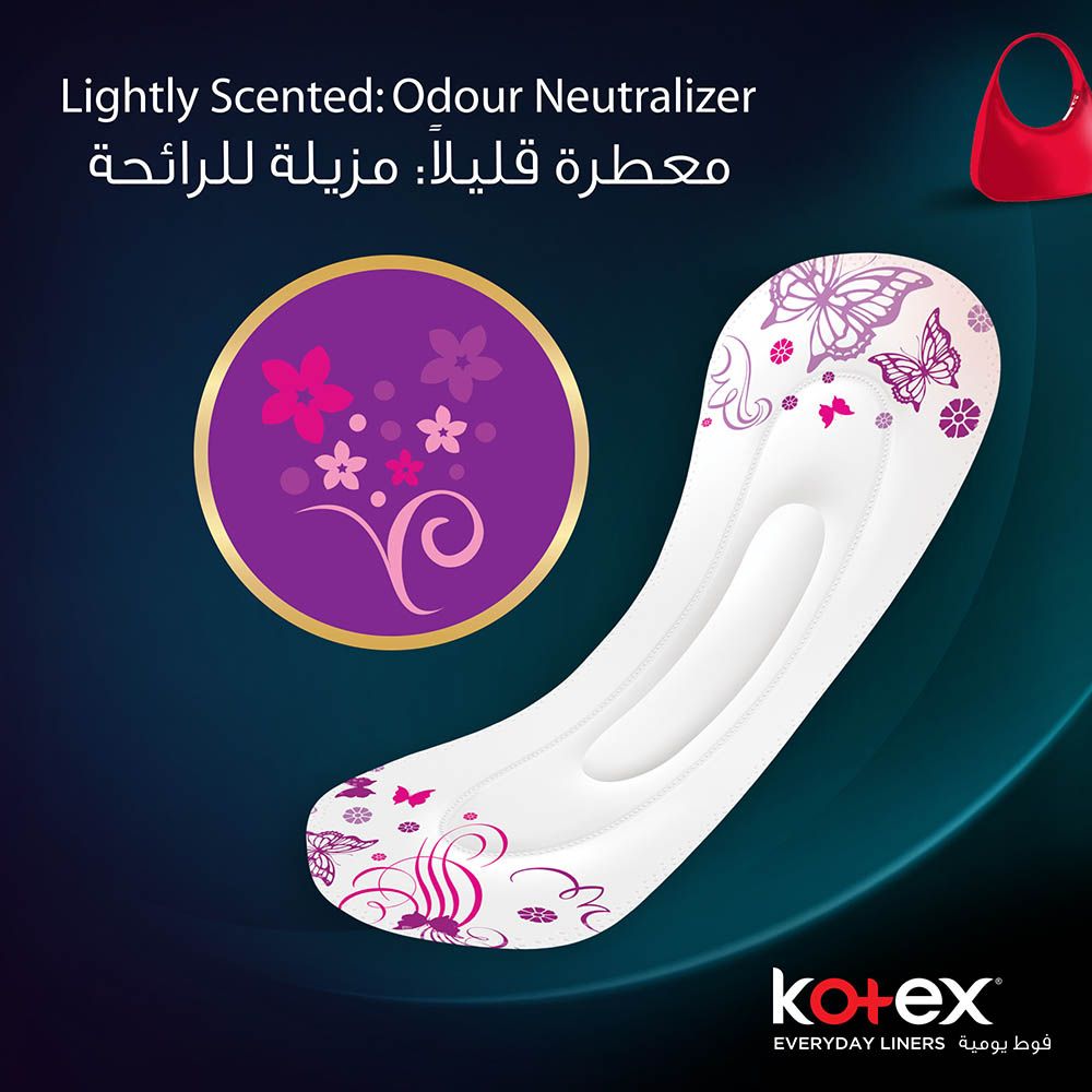 Kotex - Antibacterial Panty Liners, 99% Protection from Bacteria Growth, Long Size, 44 Daily Panty Liners