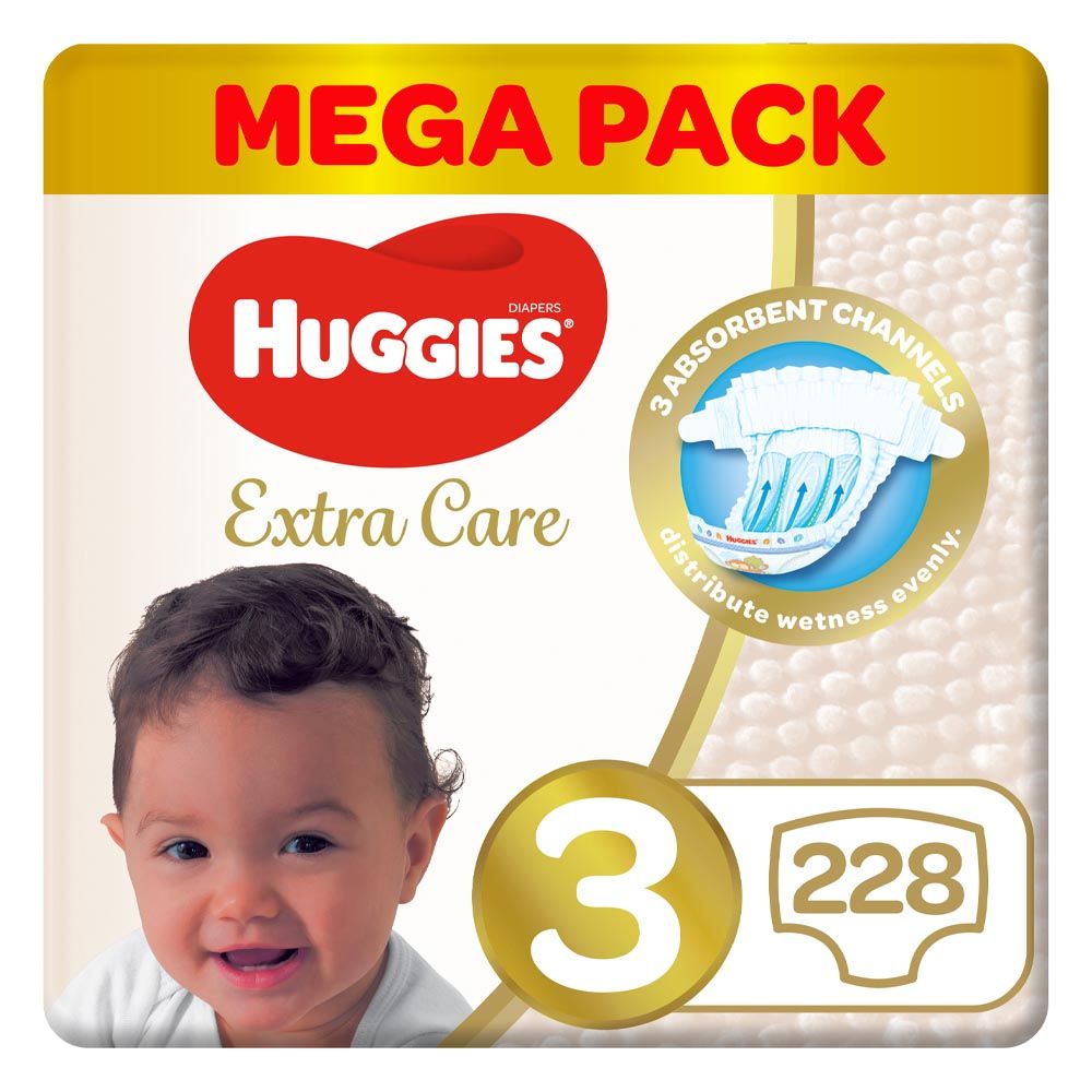 Huggies - Extra Care, Size 3, 4 - 9 kg, Super Mega Pack, 228 Diapers