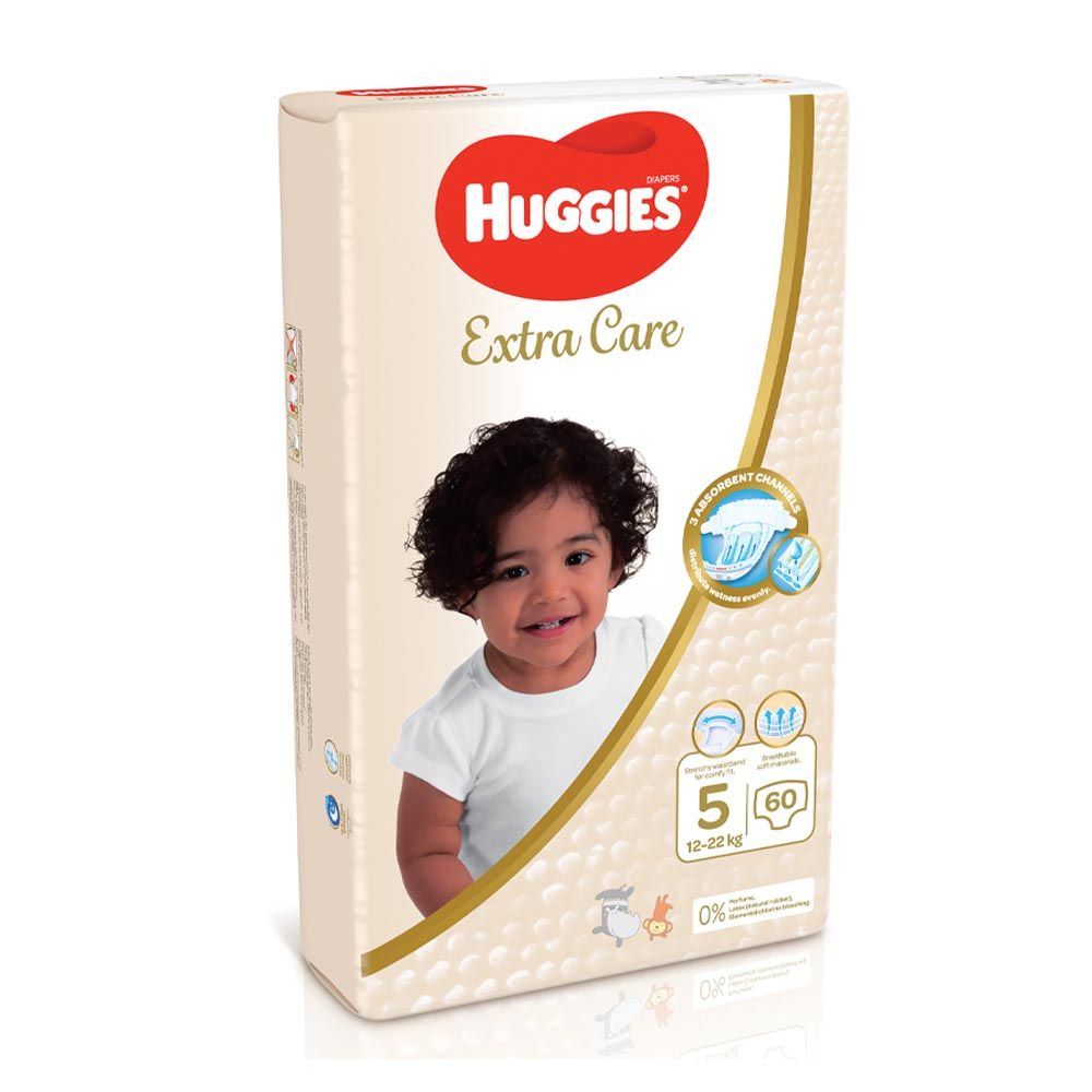 Huggies - Extra Care, Size 5, 12 -22 kg, Jumbo Pack, 60 Diapers