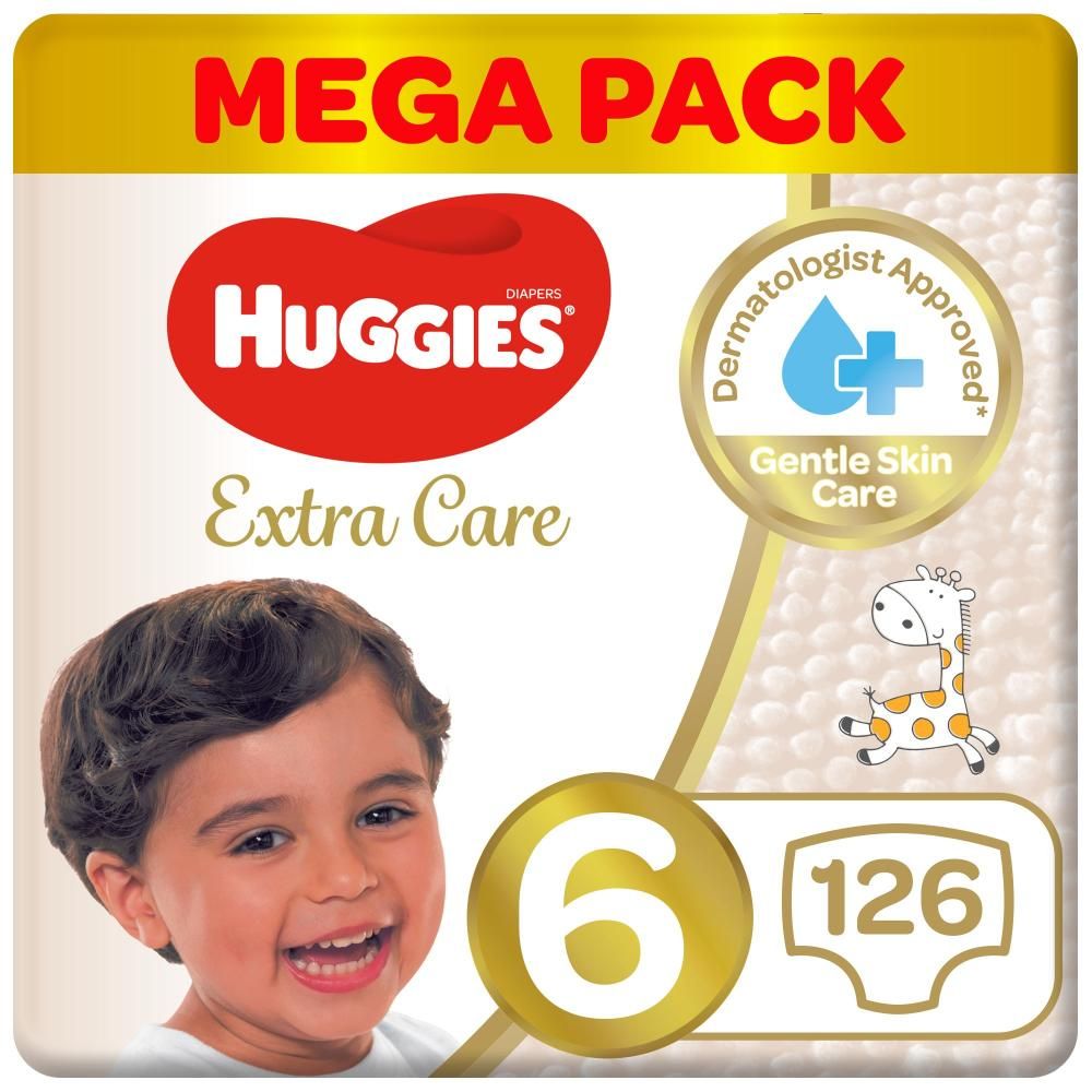 Huggies - Extra Care, Size 6, 15+ kg, Super Mega Pack, 126 Diapers