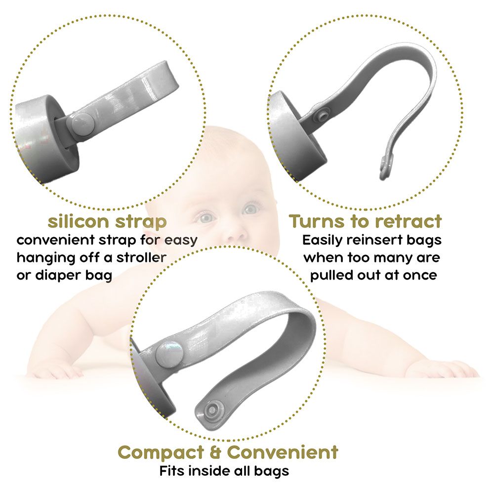 Luqu - Diaper Bag Dispenser & Disposable Biodegradable Bags - Pack Of 2 - Grey