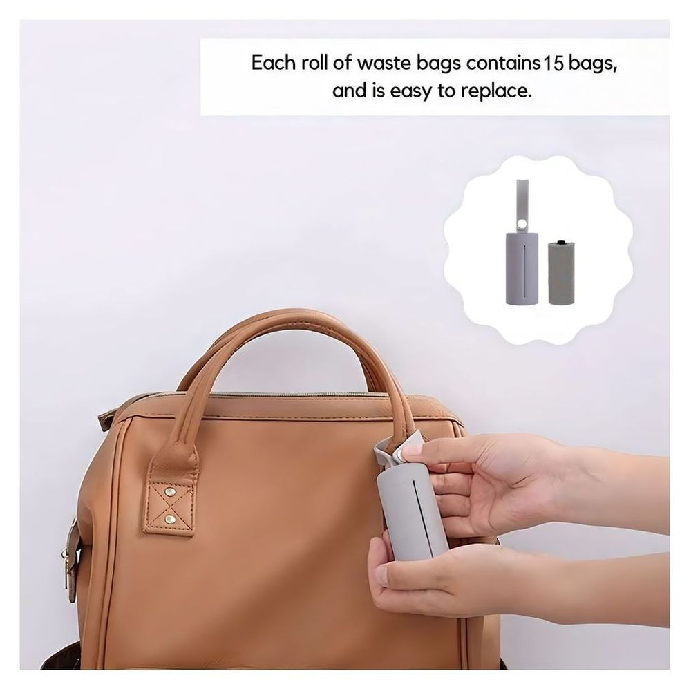 Luqu - Nappy Bag Dispenser + 2 Biodegradable-Disposable Refills - Grey - Pack of 5