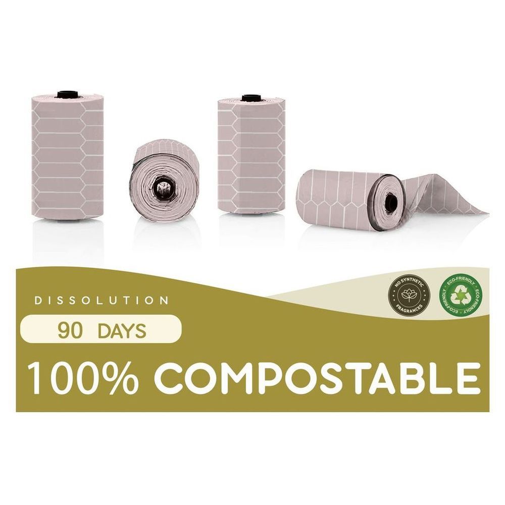 Luqu - Nappy Biodegradable-Disposable Bags | 4 Refill Rolls - Pink - Pack of 2