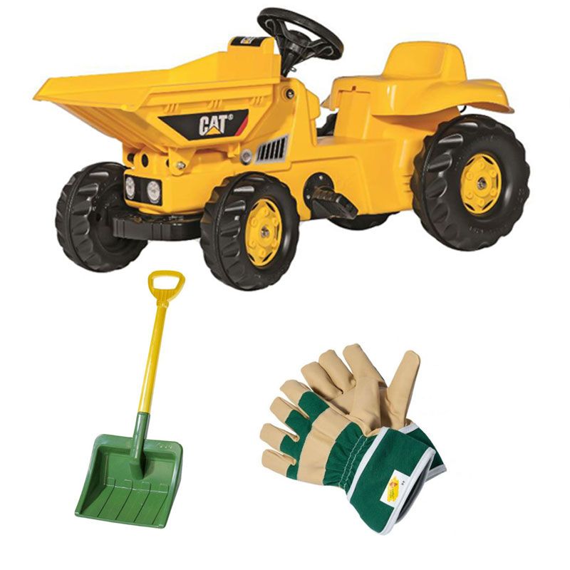 Rolly Toys Kid CAT Dumper Ride On + Shovel + 1 Pair Work Gloves