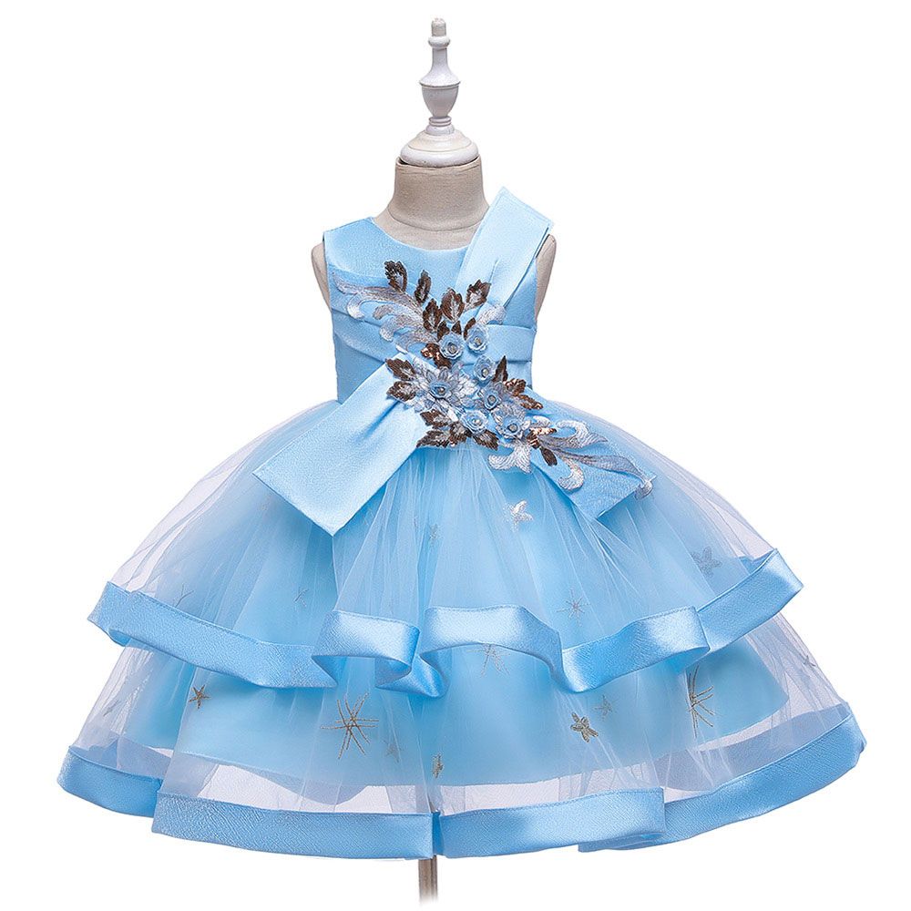 Super Cute - Star Appliqued Party Dress - Blue