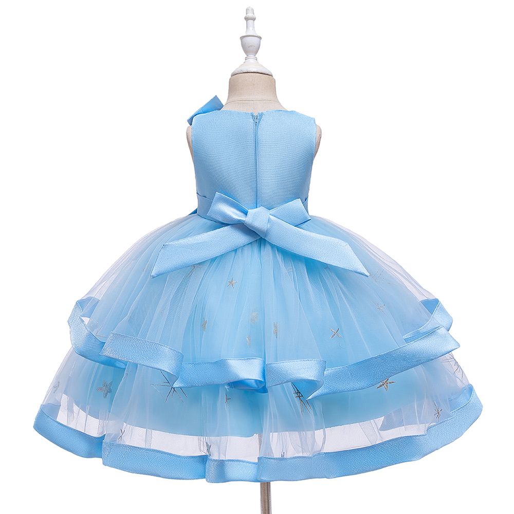 Super Cute - Star Appliqued Party Dress - Blue