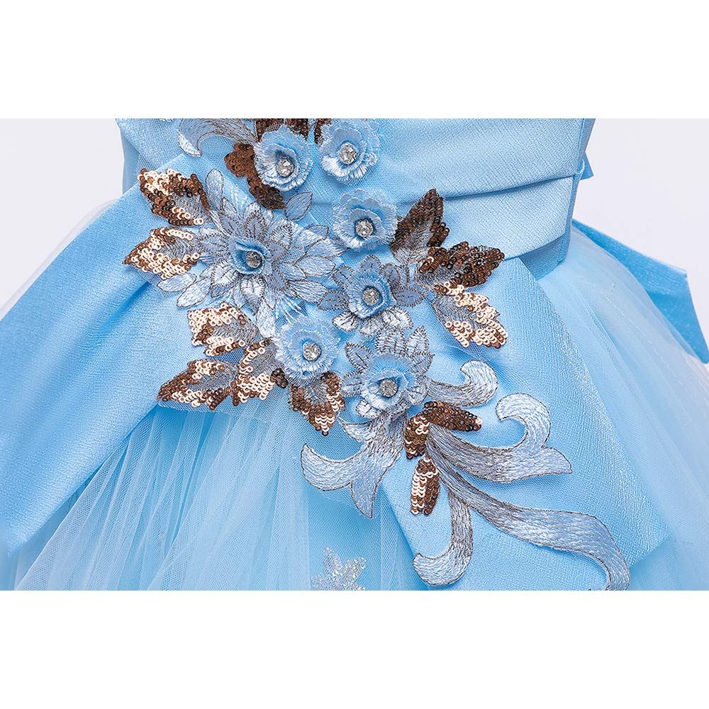 Super Cute - Star Appliqued Party Dress - Blue