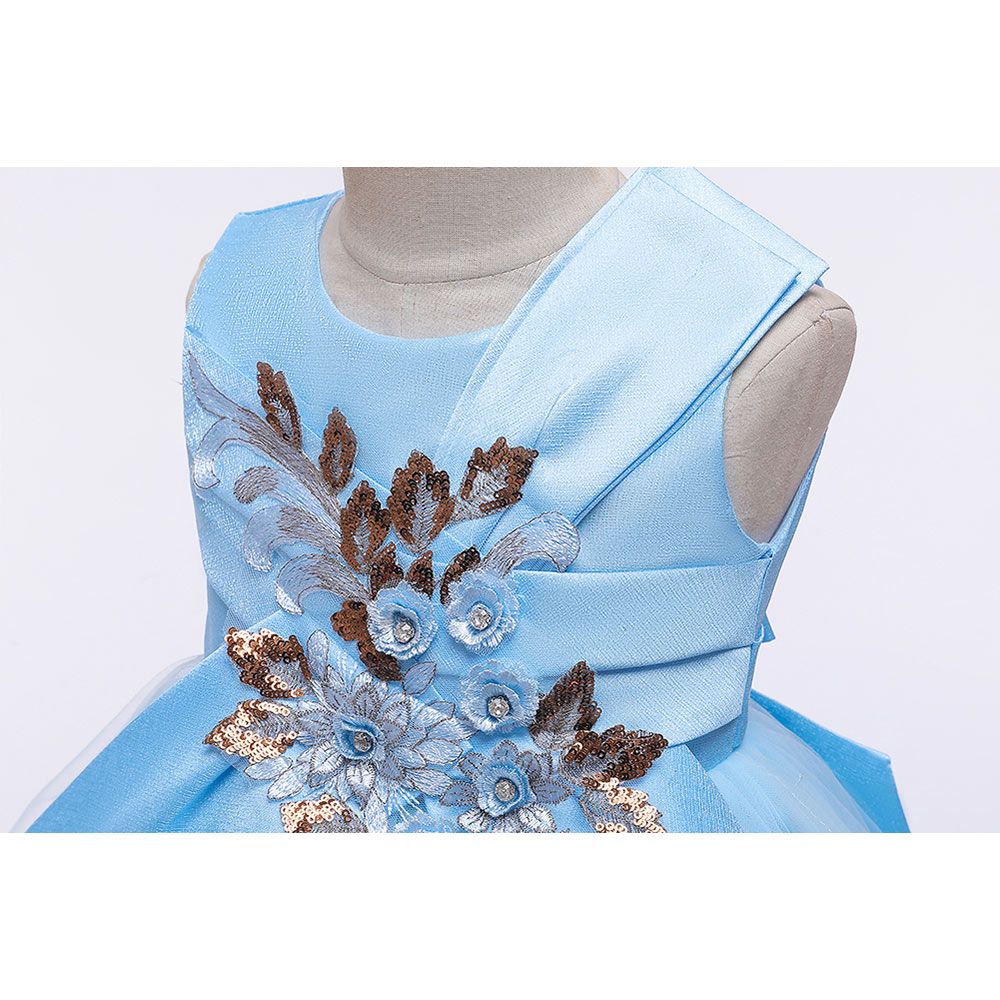 Super Cute - Star Appliqued Party Dress - Blue