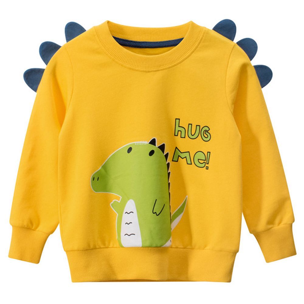 Sugar Rush - Dino Hug Me Printed Sweatshirt - Yellow