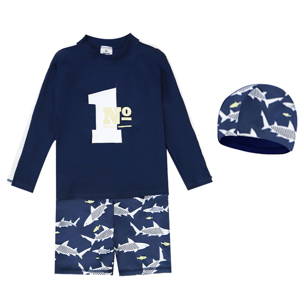 Sugar Rush - 2pc-Set - T-Shirt & Shorts Swimwear - Navy Blue