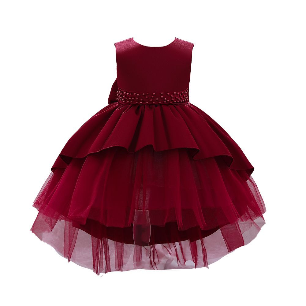 SUGAR RUSH - Embellished Regular Layered Dress - Maroon_6m-5y