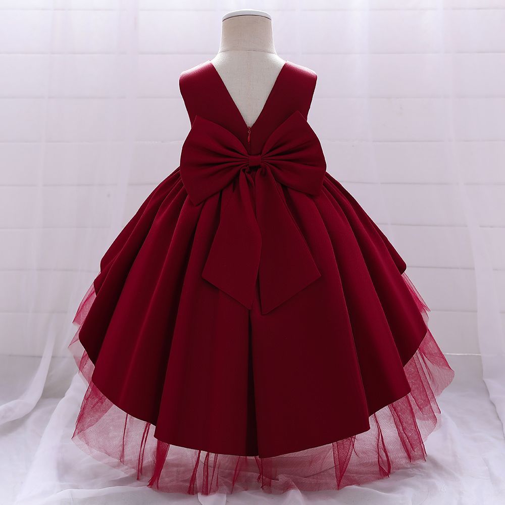 SUGAR RUSH - Embellished Regular Layered Dress - Maroon_6m-5y