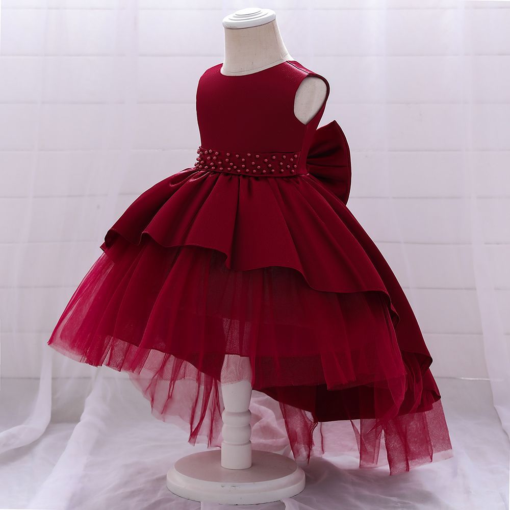 SUGAR RUSH - Embellished Regular Layered Dress - Maroon_6m-5y