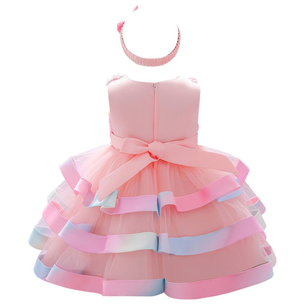 Sugar Rush - Appliqued Party Dress w/ Headband - Pink_6m-5y