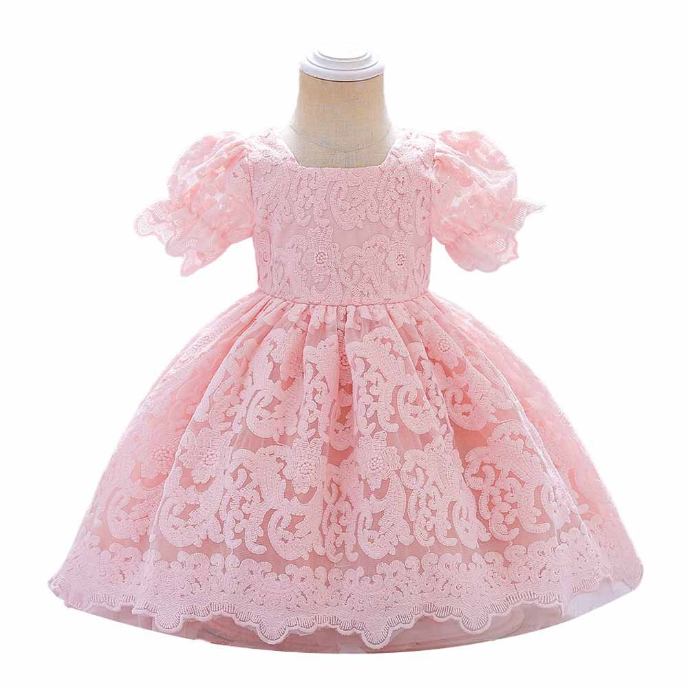 Sugar Rush - Solid Flared Short Sleeves Party Dress - Pink